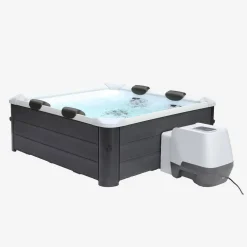 Vaste spa 6 plaatsen 160cm grijs hydromassages, 4 kussens, 8 filters afdekzeil