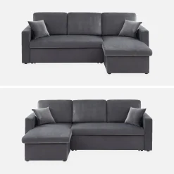 Velours driezits slaapbank