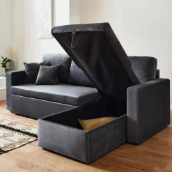 Velours driezits slaapbank