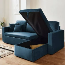 Velours driezits slaapbank