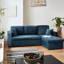 Velours driezits slaapbank
