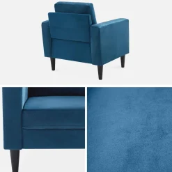 Velours fauteuil met houten poten