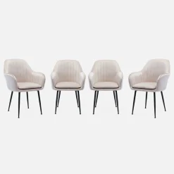 Velours fauteuil met metalen poten (set van 4)