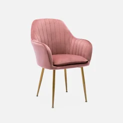 Velours fauteuil met metalen poten (set van 4)