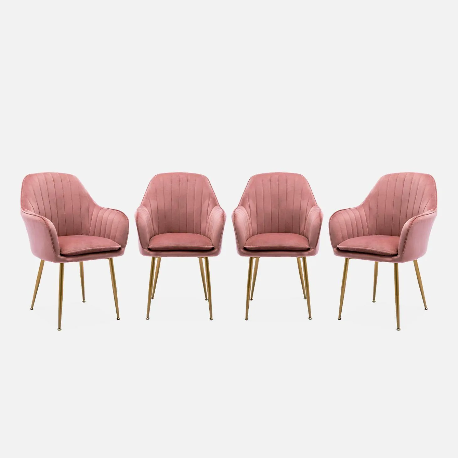 Velours fauteuil met metalen poten (set van 4)