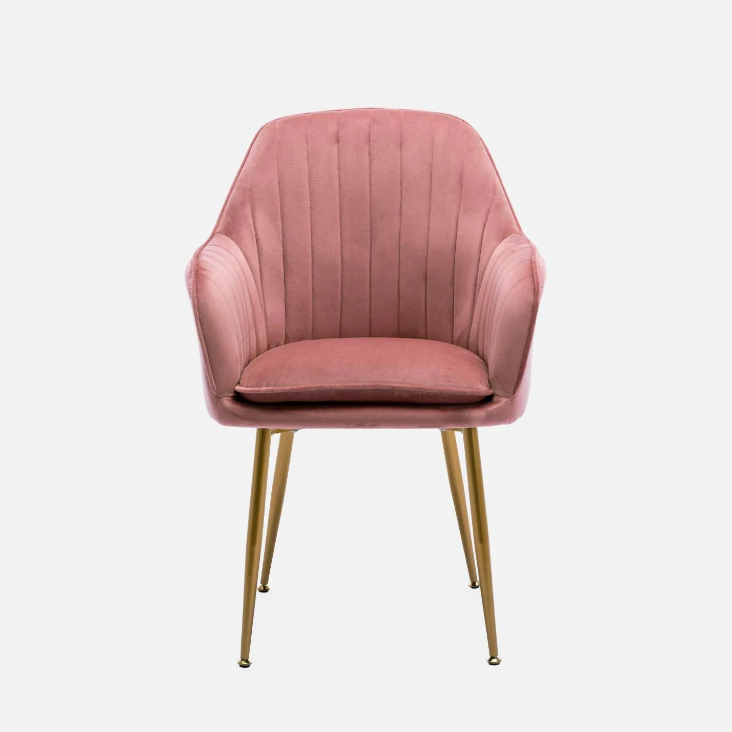 Velours fauteuil met metalen poten (set van 4)