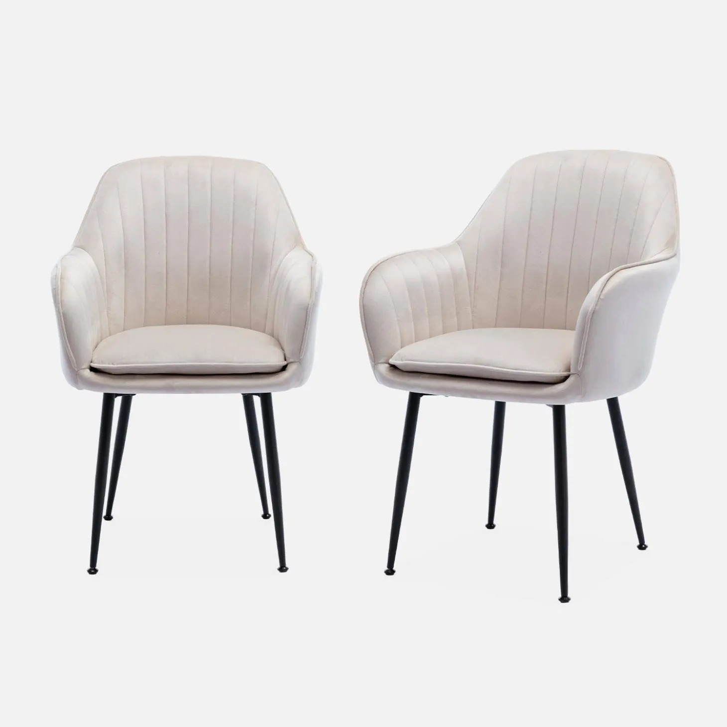 Velours fauteuil met metalen poten (set van 2)