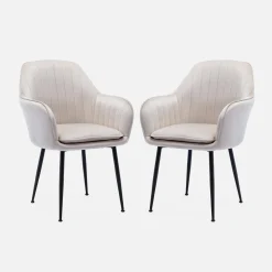 Velours fauteuil met metalen poten (set van 2)