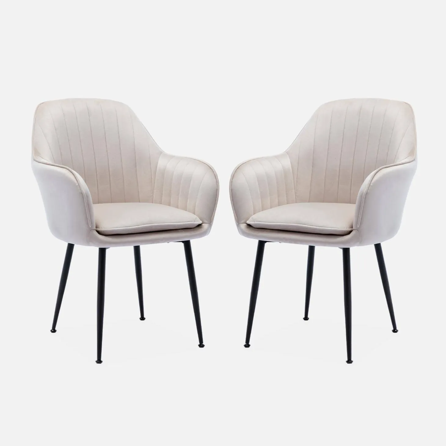 Velours fauteuil met metalen poten (set van 2)