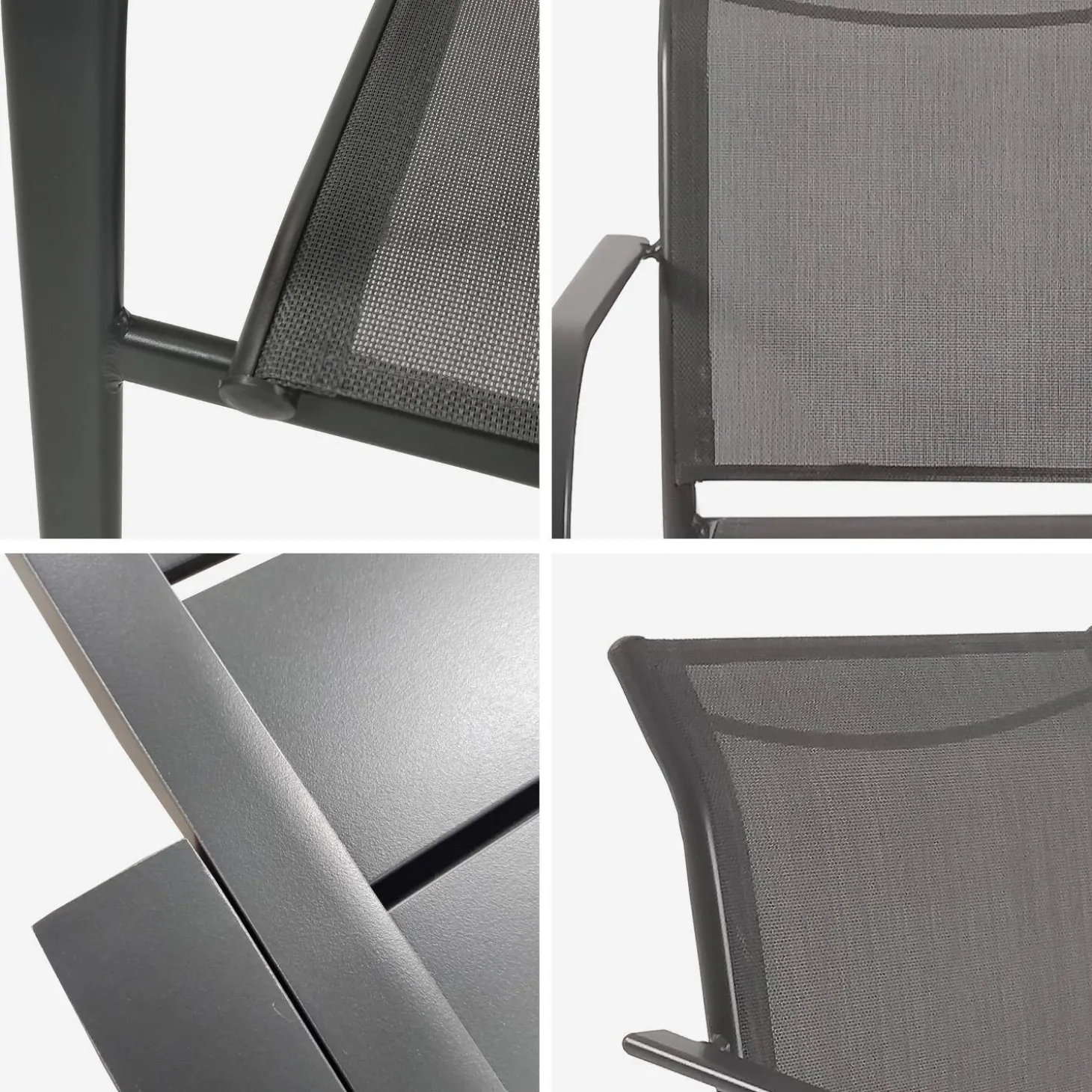 Verlengbare tuintafel met 8 stoelen van aluminium en textileen