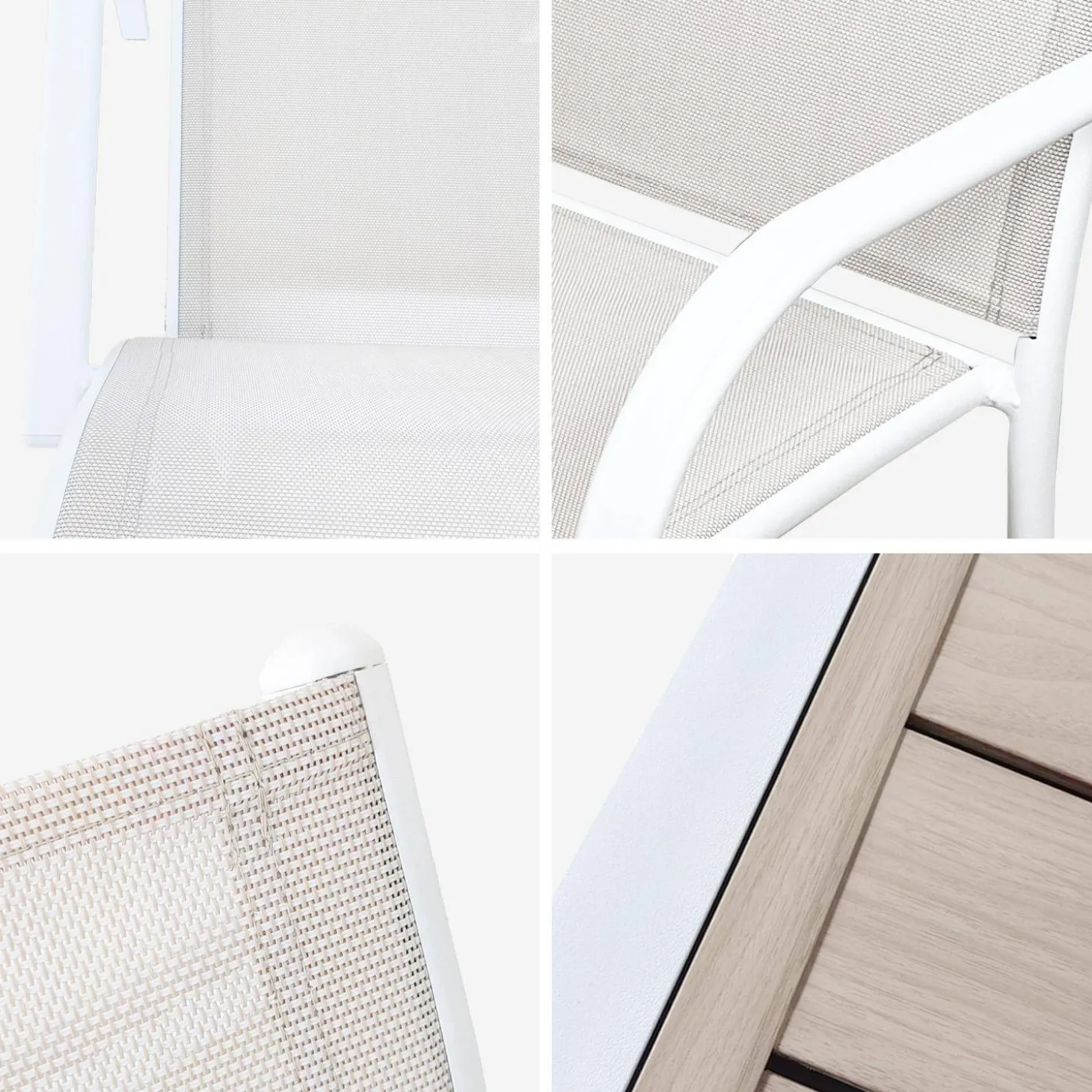Verlengbare tuintafel met 8 stoelen van aluminium en textileen