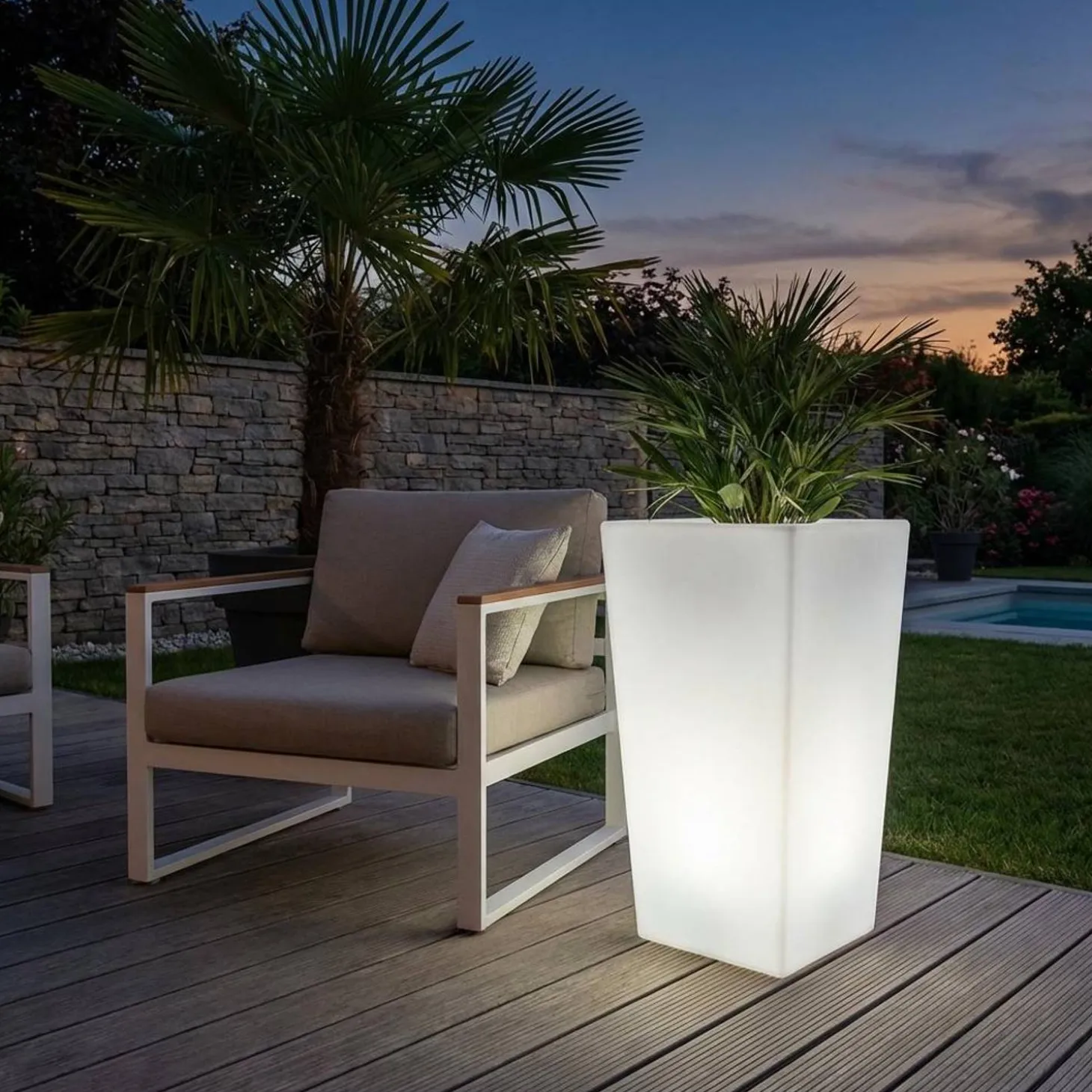 Verlichte bloempot LED 75cm