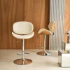 Verstelbare barkruk, houtdecor en kunstleer (set van 2)