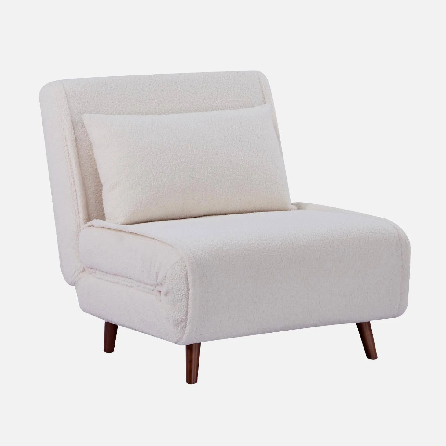 Verstelbare fauteuil boucle houten poten 1 zitplaats