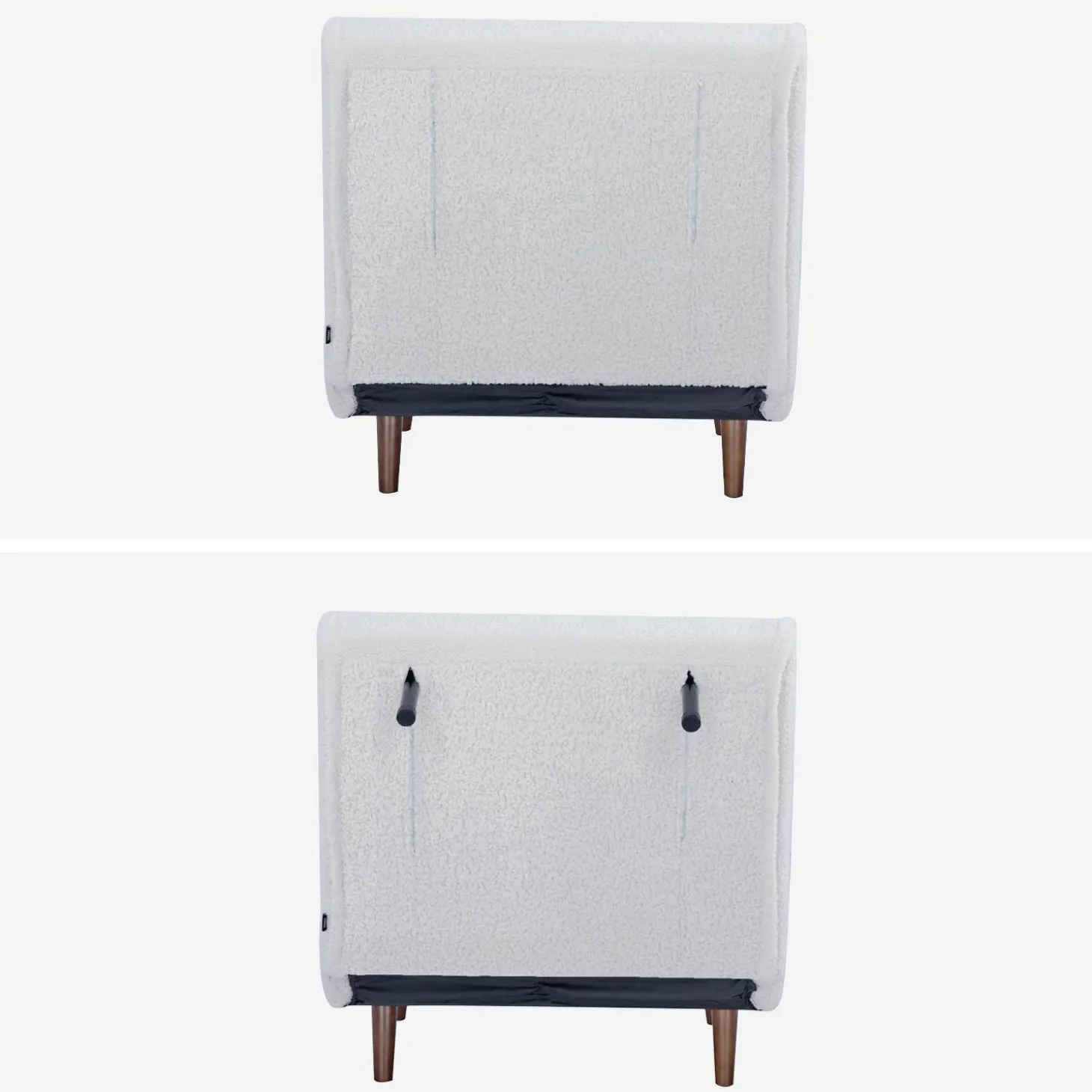 Verstelbare fauteuil boucle houten poten 1 zitplaats