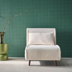 Verstelbare fauteuil boucle houten poten 1 zitplaats