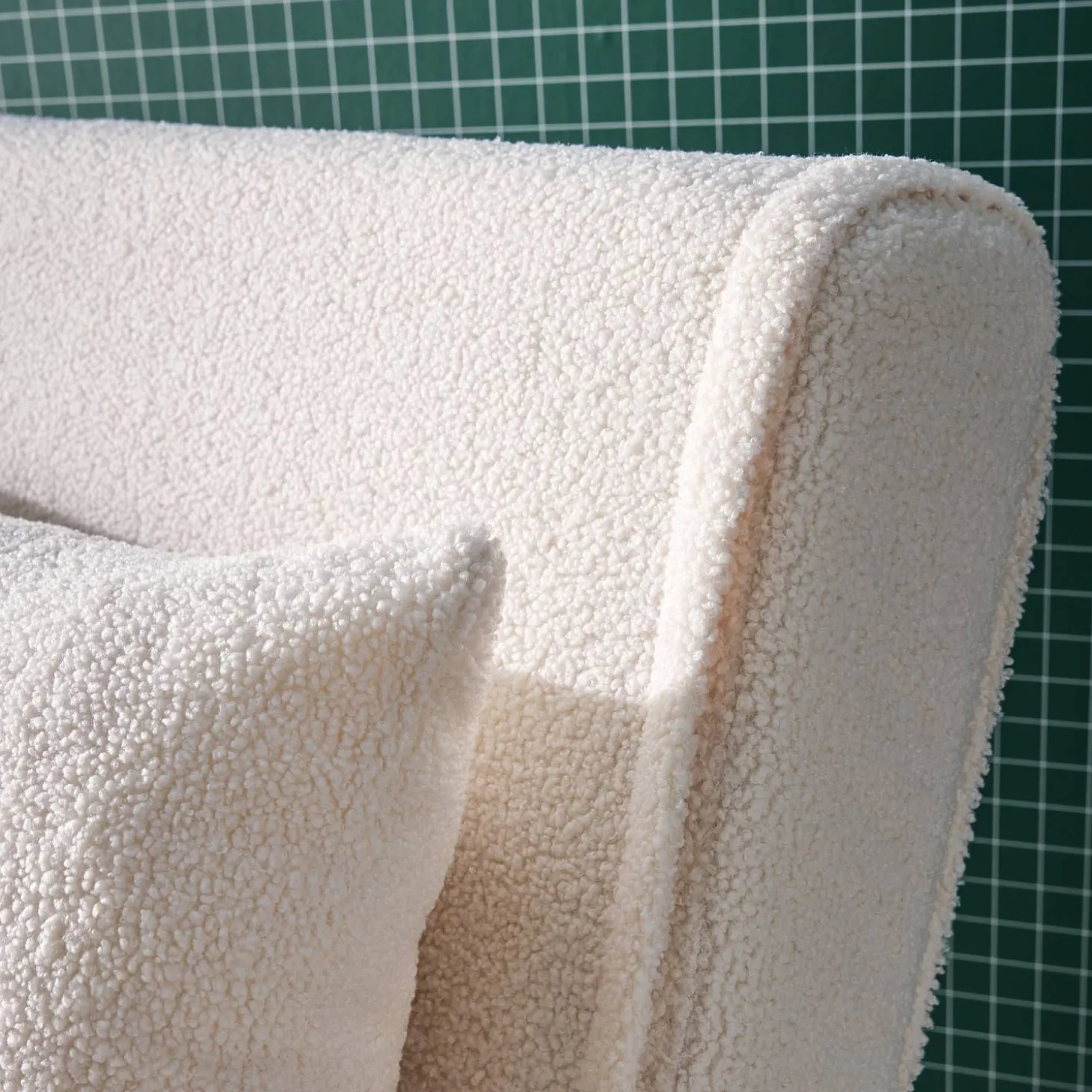 Verstelbare fauteuil boucle houten poten 1 zitplaats