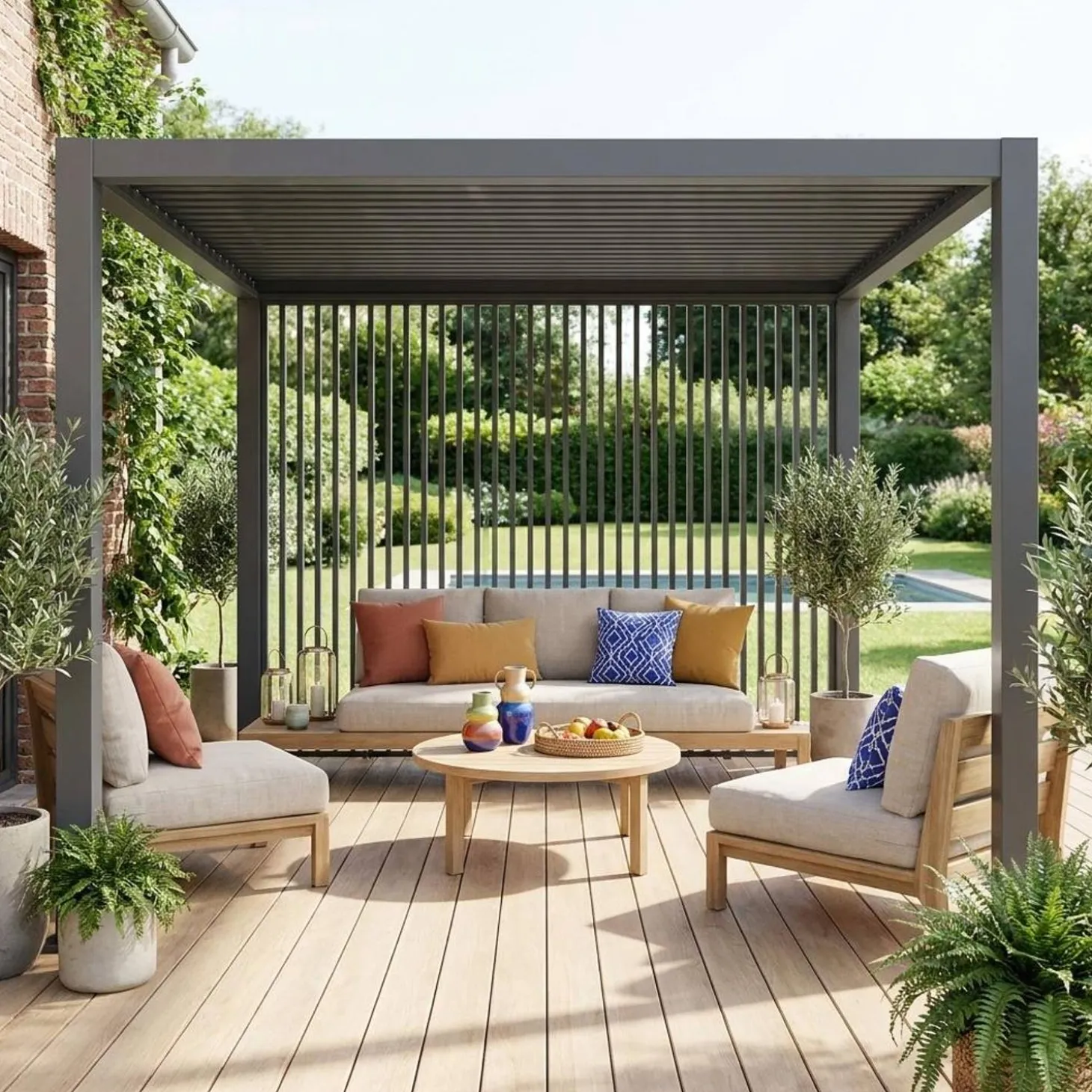 3 verticale lamellenwanden 130cm voor Triomphe pergola