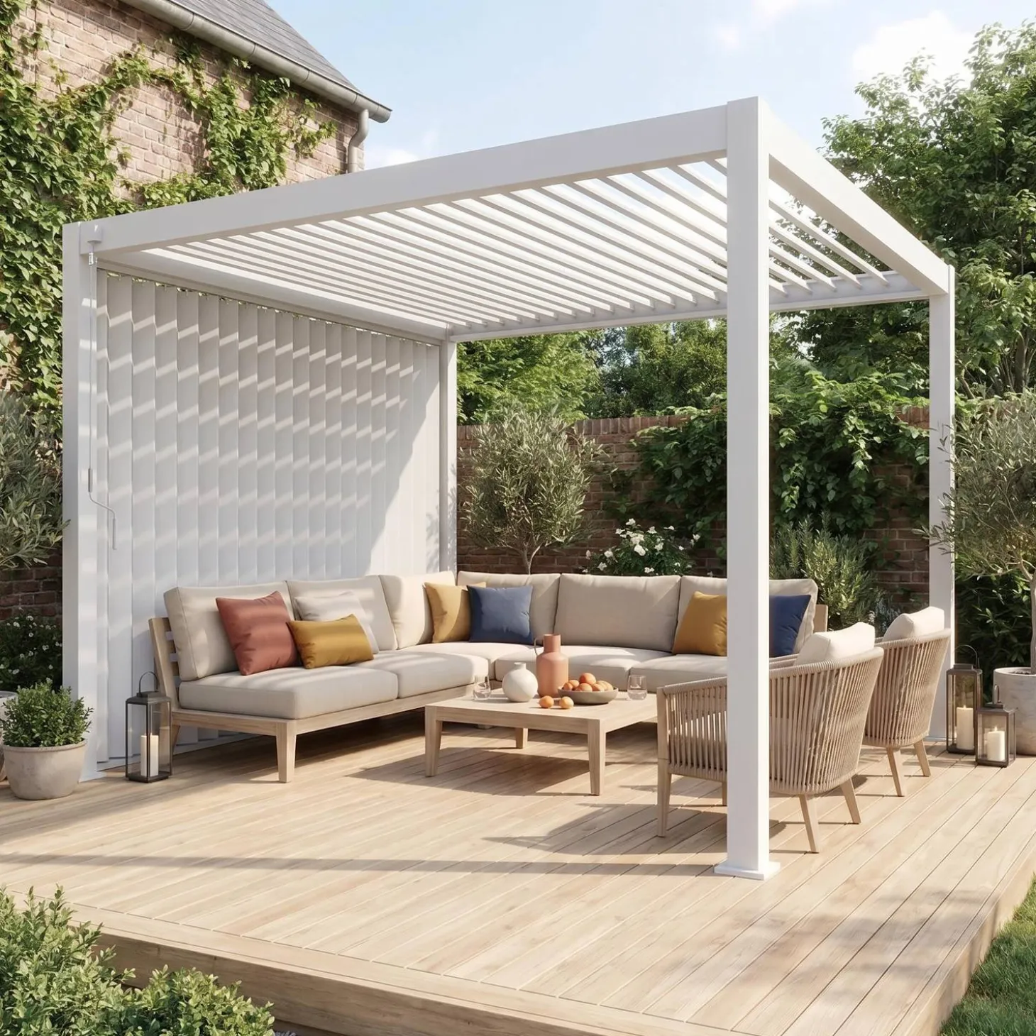 Verticale lamellenwand 3m aluminium voor pergola 3x3m V2 4x3m 6x3m Triomphe