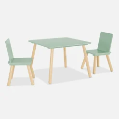 Vierkante kindertafel grenenhout 2 stoelen