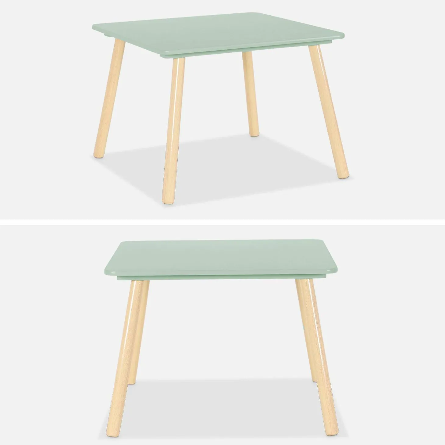 Vierkante kindertafel grenenhout 2 stoelen