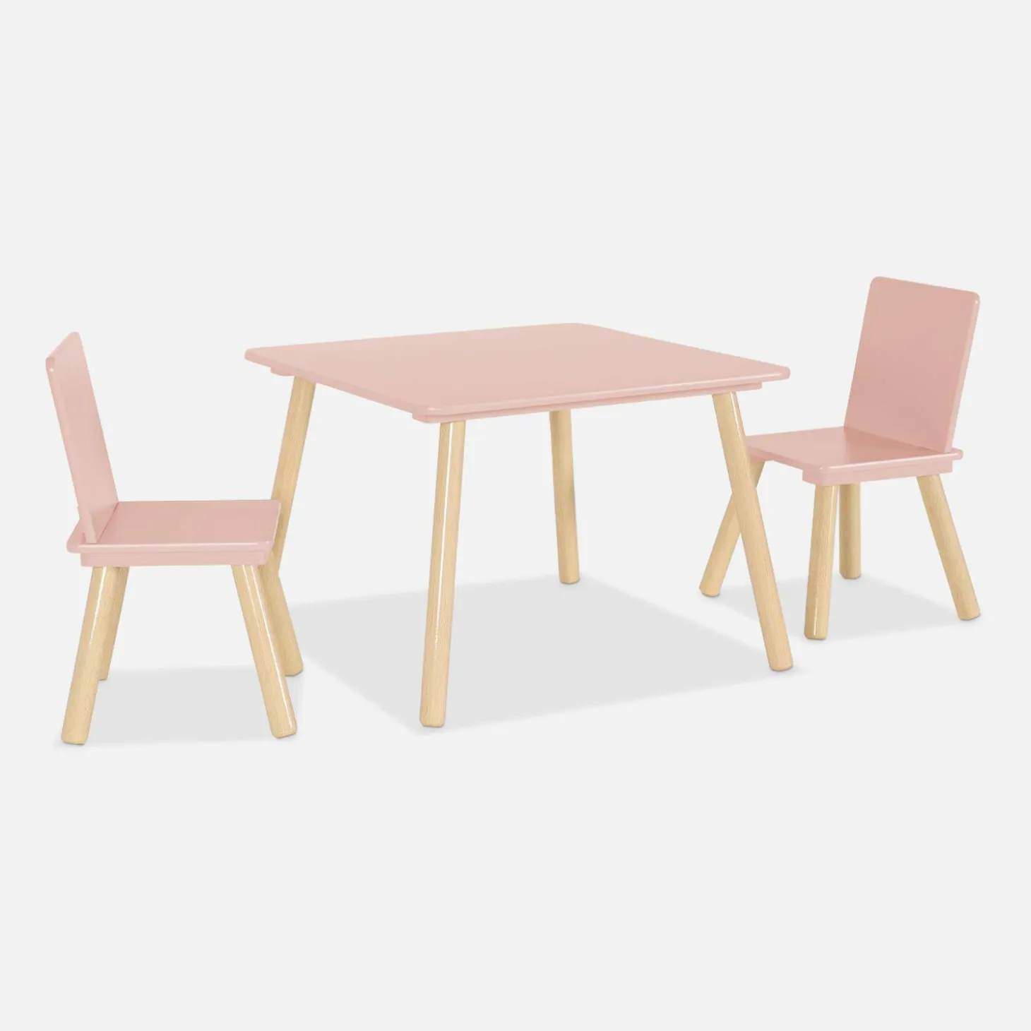 Vierkante kindertafel grenenhout 2 stoelen