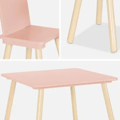 Vierkante kindertafel grenenhout 2 stoelen