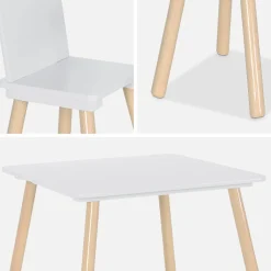 Vierkante kindertafel grenenhout 2 stoelen