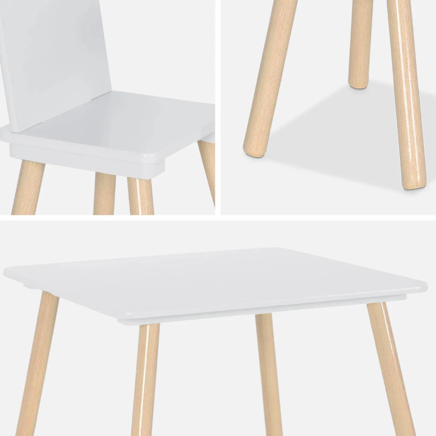 Vierkante kindertafel grenenhout 2 stoelen