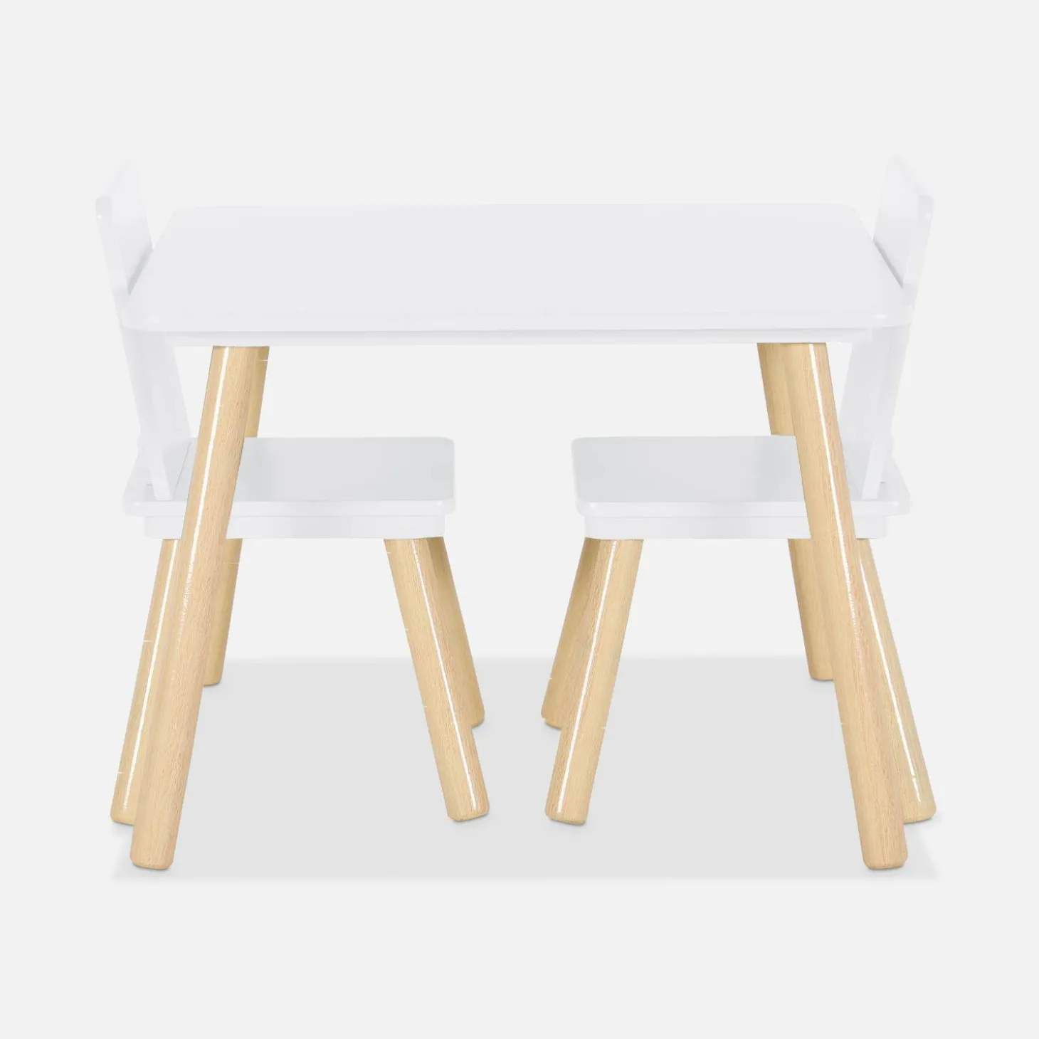 Vierkante kindertafel grenenhout 2 stoelen