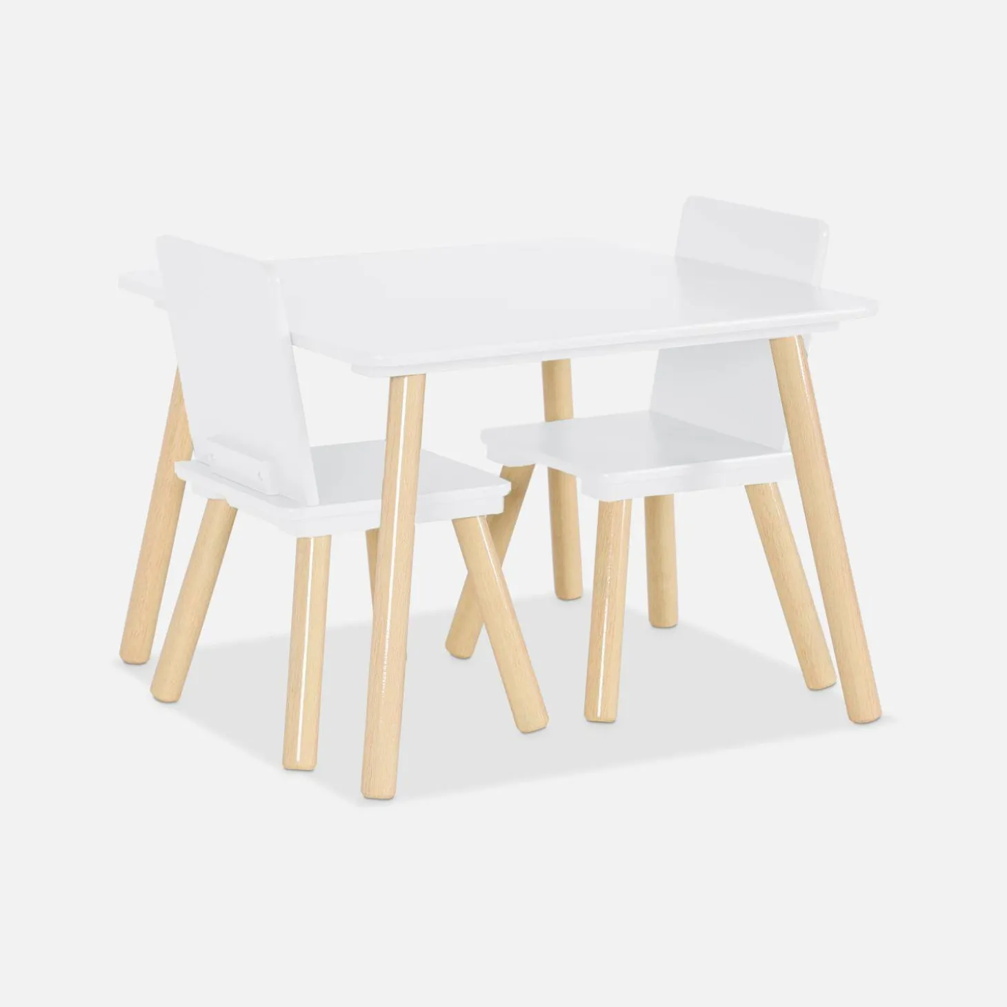Vierkante kindertafel grenenhout 2 stoelen