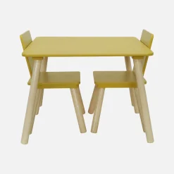 Vierkante kindertafel grenenhout 2 stoelen