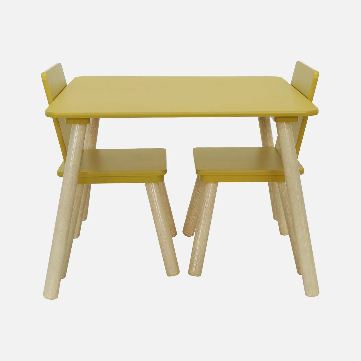 Vierkante kindertafel grenenhout 2 stoelen