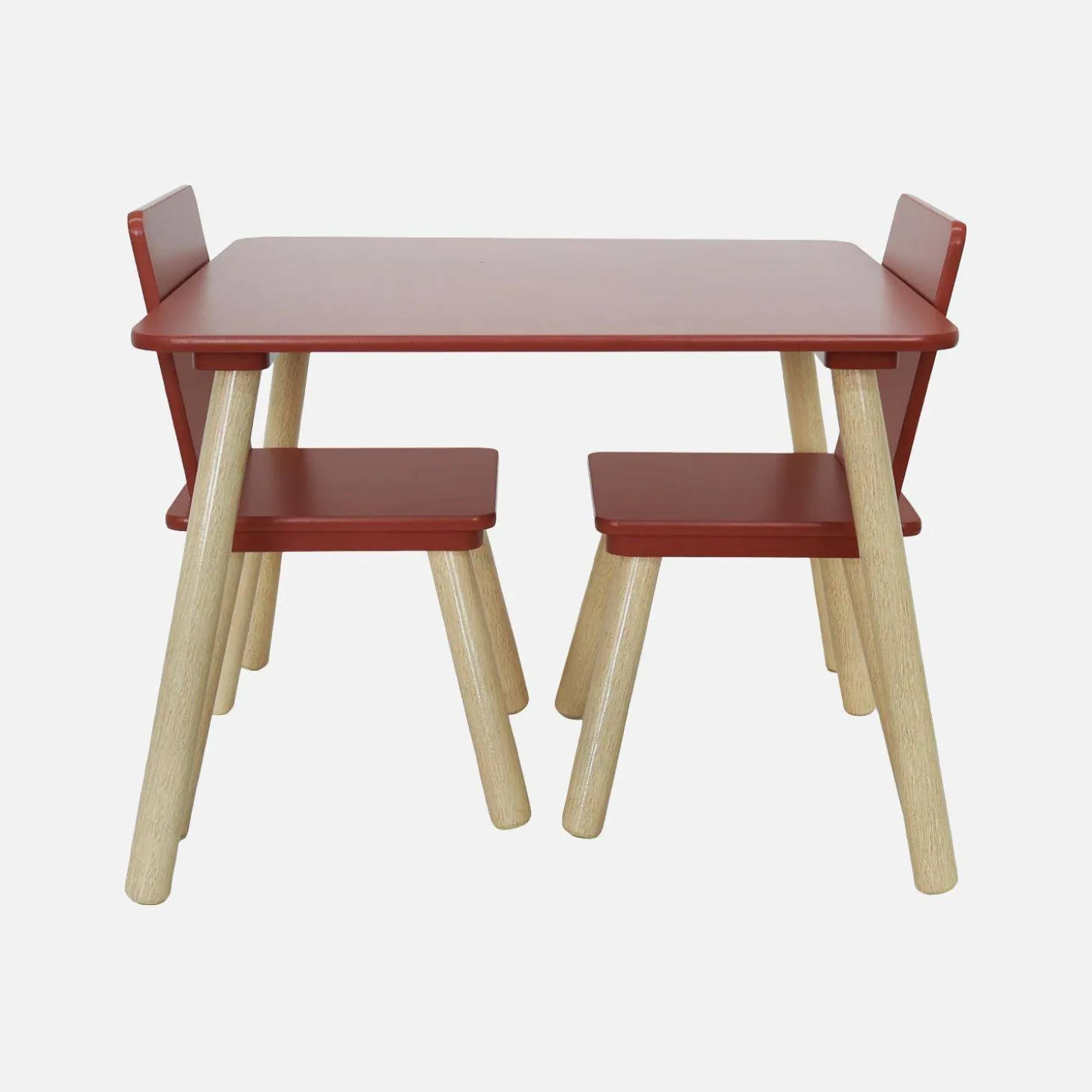 Vierkante kindertafel grenenhout 2 stoelen