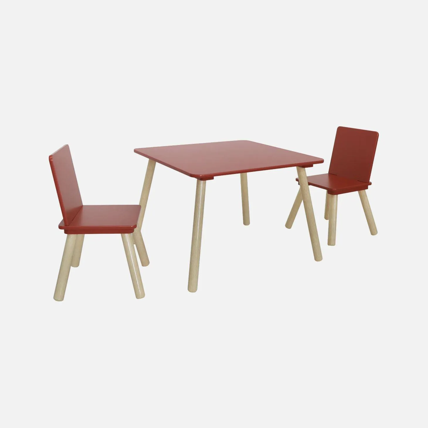 Vierkante kindertafel grenenhout 2 stoelen