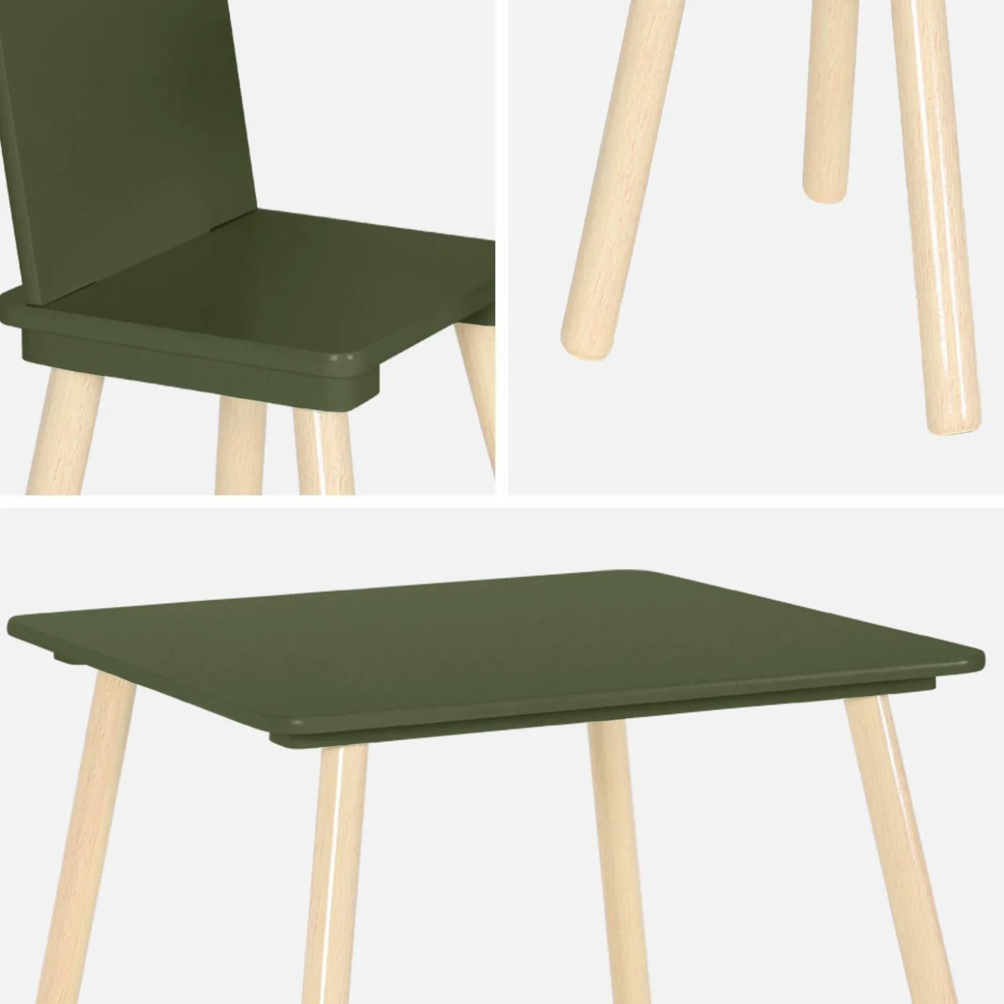Vierkante kindertafel grenenhout 2 stoelen