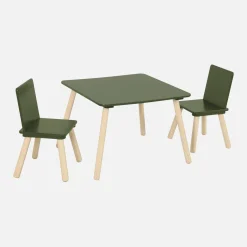 Vierkante kindertafel grenenhout 2 stoelen