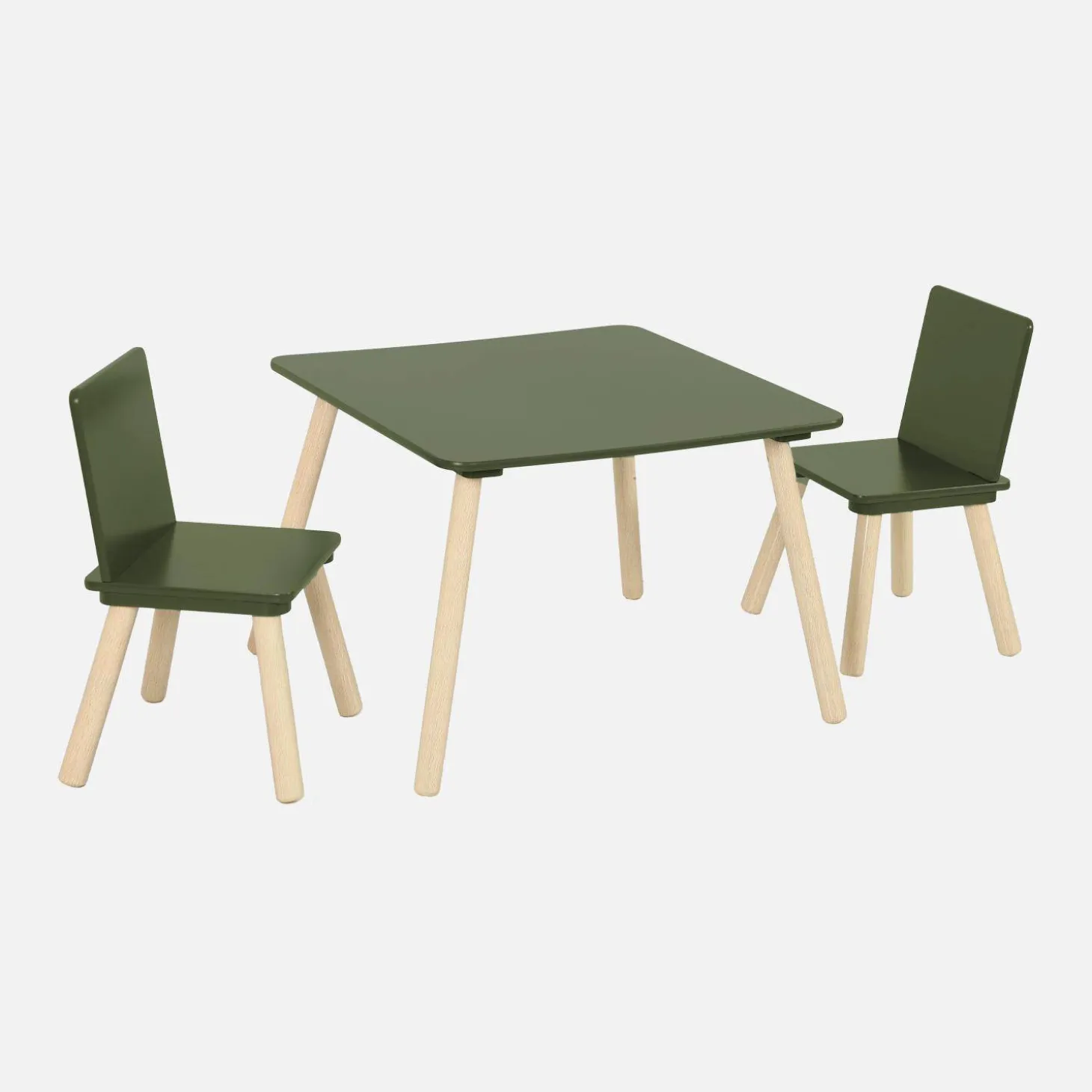Vierkante kindertafel grenenhout 2 stoelen