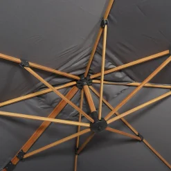 Vierkante offset parasol 3x3m, paal met houteffect