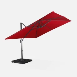 Vierkante offset parasol 3x3m + set van 4 verzwaarde tegels 50x50cm