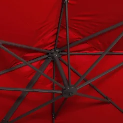 Vierkante offset parasol 3x3m + set van 4 verzwaarde tegels 50x50cm