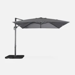 Vierkante offset parasol 3x3m + set van 4 verzwaarde tegels 50x50cm