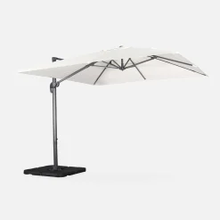 Vierkante offset parasol 3x3m + set van 4 verzwaarde tegels 50x50cm