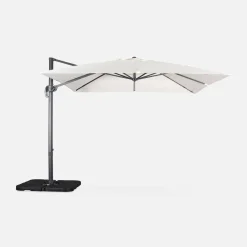 Vierkante offset parasol 3x3m + set van 4 verzwaarde tegels 50x50cm