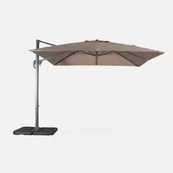 Vierkante offset parasol 3x3m + set van 4 verzwaarde tegels 50x50cm
