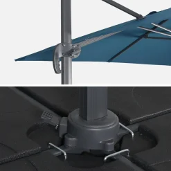 Vierkante offset parasol 3x3m + set van 4 verzwaarde tegels 50x50cm