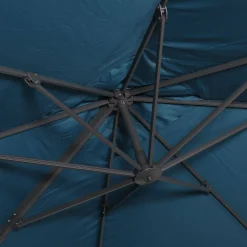 Vierkante offset parasol 3x3m + set van 4 verzwaarde tegels 50x50cm