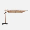 Vierkante parasol 3x3m, mast met houtlook
