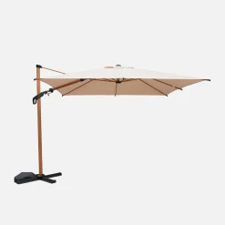 Vierkante parasol 3x3m, mast met houtlook