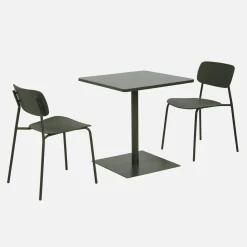 Vierkante tuintafel + 2 stoelen staal